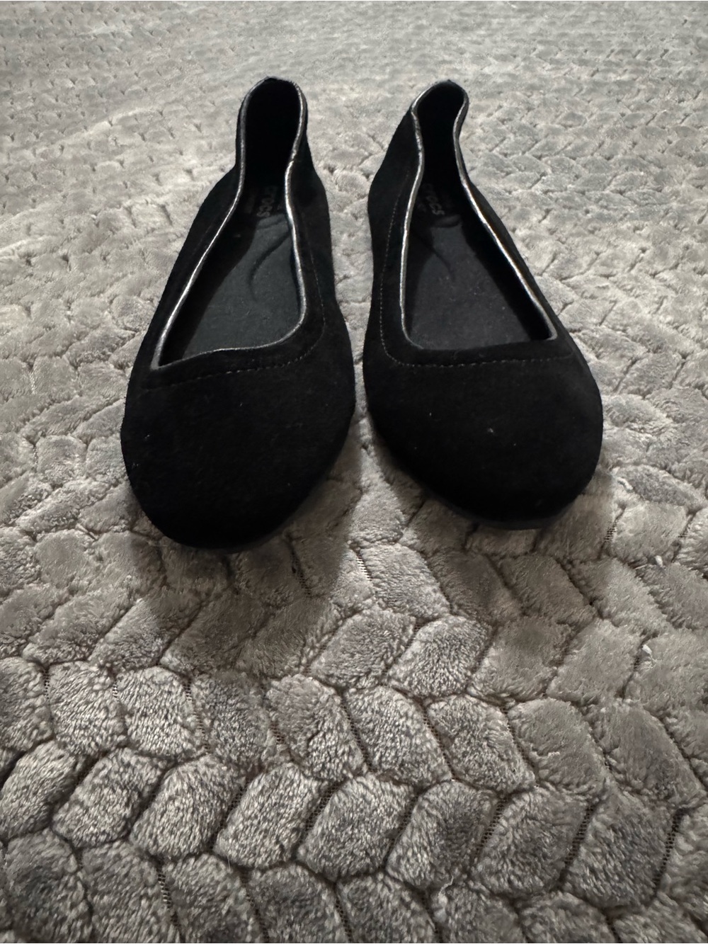 CROCS Women's Black Suede-Style Ballet Flats